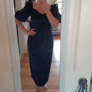 Women's Handmade Blue Velvet Gown, size M/L